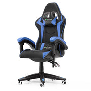 Sedia da gioco,  Sedia da gioco ergonomica, altezza regolabile, schienale reclinabile, braccioli e poggiatesta, nero e blu