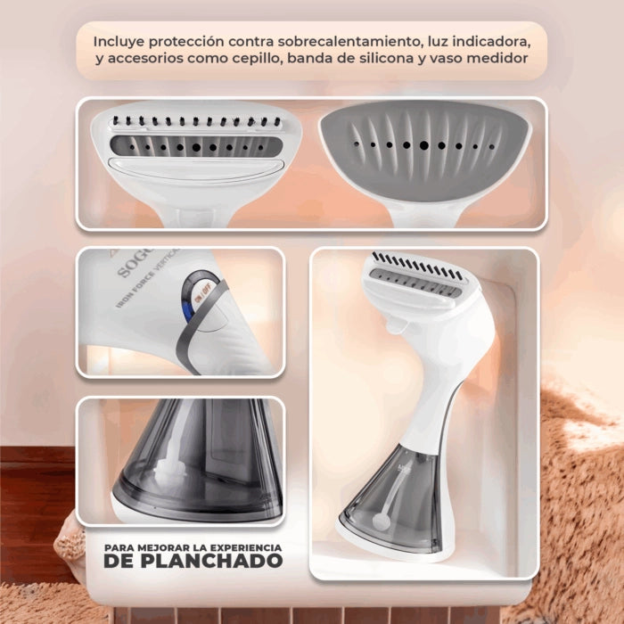 Ferro da stiro verticale a vapore 2100W, vapore continuo 36 g/min con serbatoio 250 ml, per stiratura rapida capi appesi - Sogo