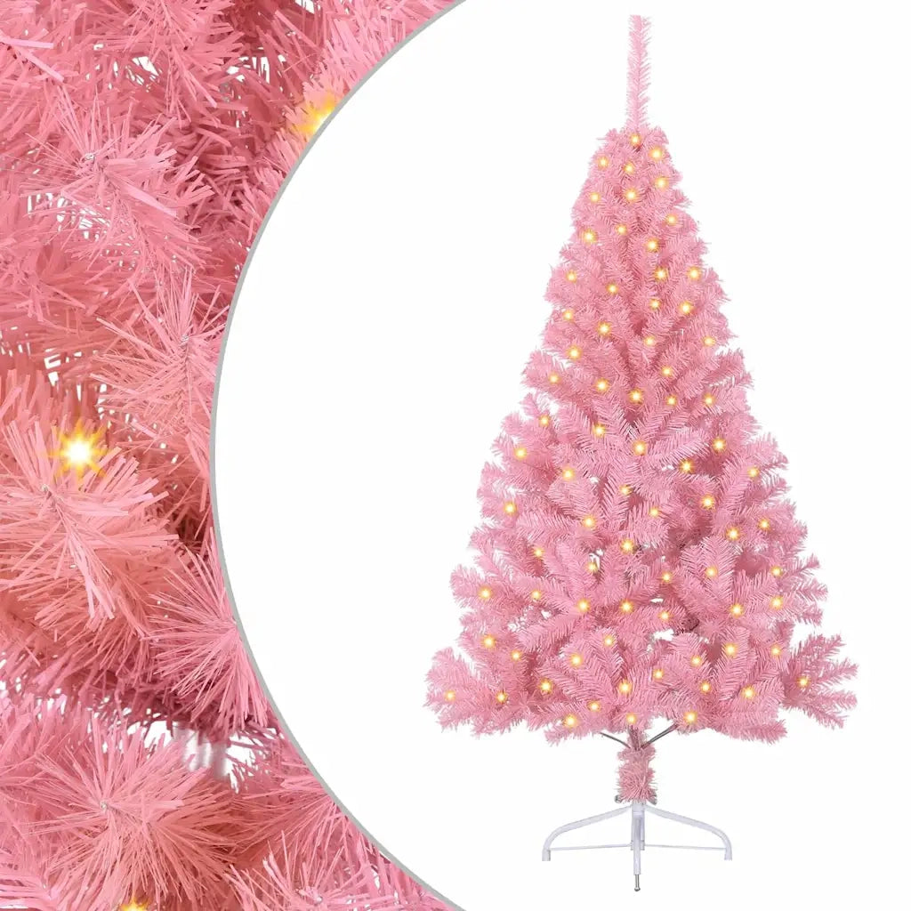 Albero di Natale | Decorazioni natalizie artificiale con luci integrate Rosa 150 cm PVC