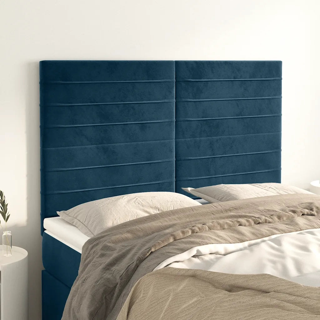 Testiera | Testata Blu Scuro 144x5x118/128 cm Velluto
