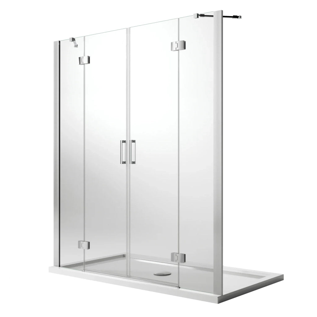 Porta Doccia 190CM H190 Vetro Trasparente con Easy-Clean mod. Flip Anta + Anta