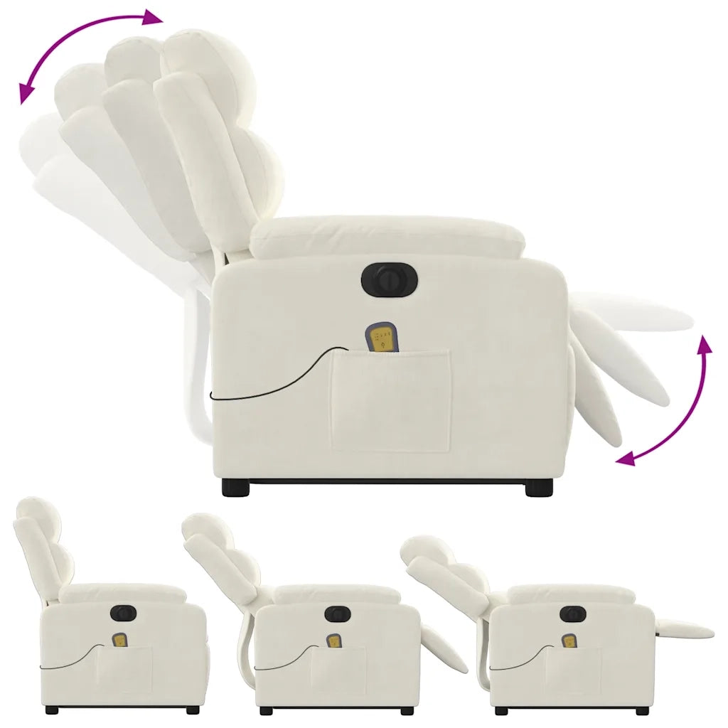 Poltrona Alzapersona Massaggiante Elettrica Crema Velluto 3205134