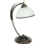 Lampada da tavolo Korfu oro patinato vetro bianco E27 15W Luminex