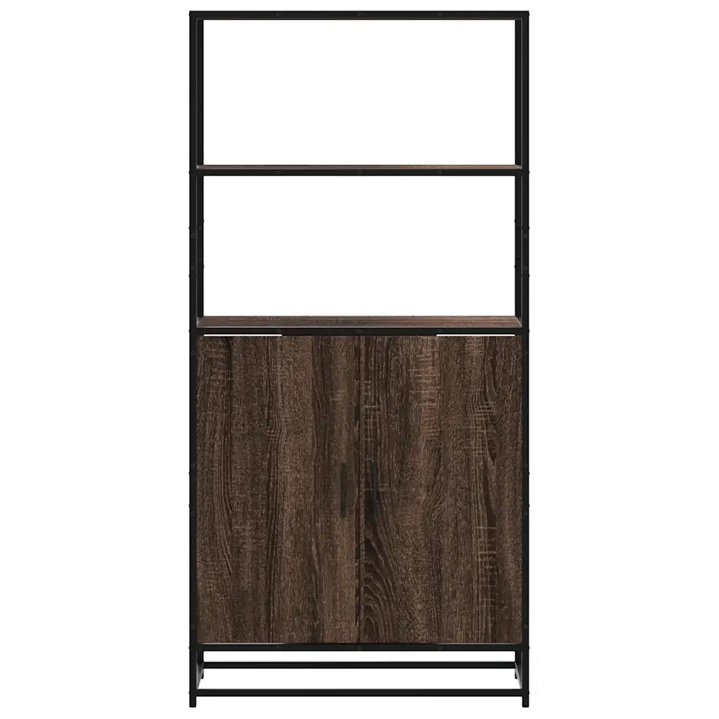 Credenza Rovere Marrone 68x35x139 cm Legno Multistrato Metallo 849053