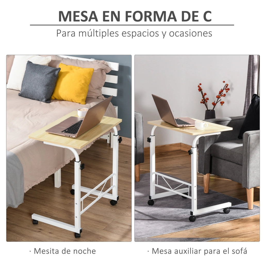 Tavolino con Ruote Regolabile ¨C Xylo ¨C Bianco 60x40x68-78cm