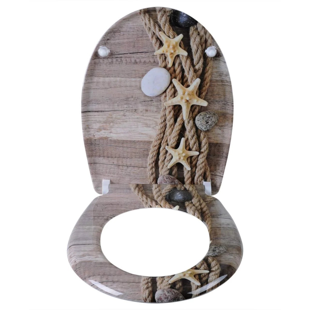 Sedile WC in corda di canapa Duroplast con design a stella marina meccanismo di chiusura ammortizzata e chiusure rapide 19_0000724