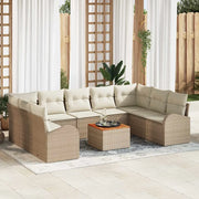 Set Divano da Giardino con cuscino 10 pcs Beige polyrattan