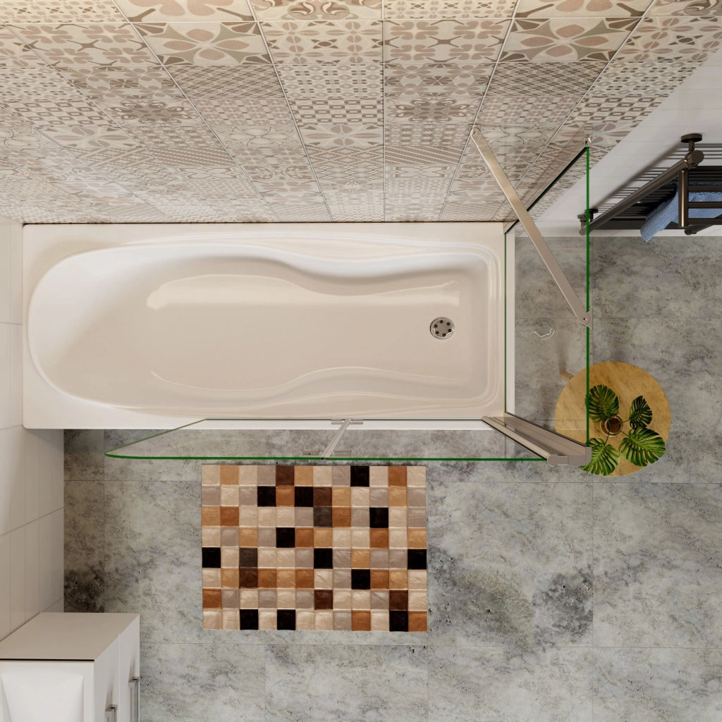 H.140 cm Sopravasca da Bagno Doccia con Parete Fissa 100x80 cm Due Ante Pieghevoli a Libro Vetro Temperato Trasparente 6 mm Anticalcare Cromo Lucido