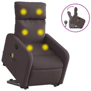 Poltrona | Sedia Relax Alzapersona Massaggi Reclinabile Marrone Scuro Tessuto