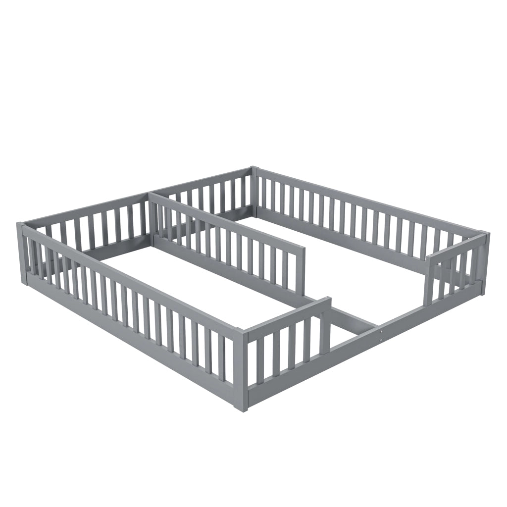 Letto per bambini 90 x 200 cm con sponda di sicurezza, in pino e MDF, grigio