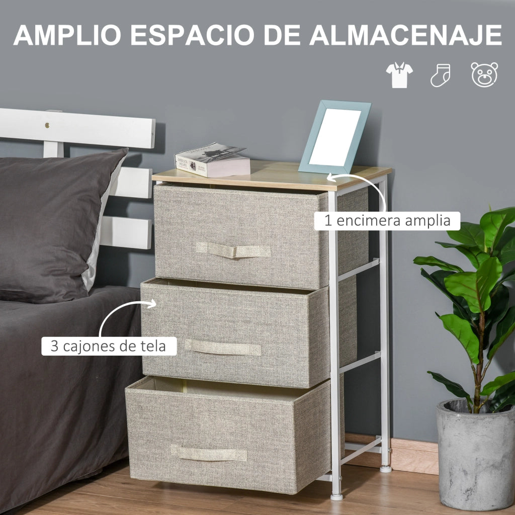 Cassettiera con 3 Cassetti in Tessuto ¨C Minimal ¨C Grigio