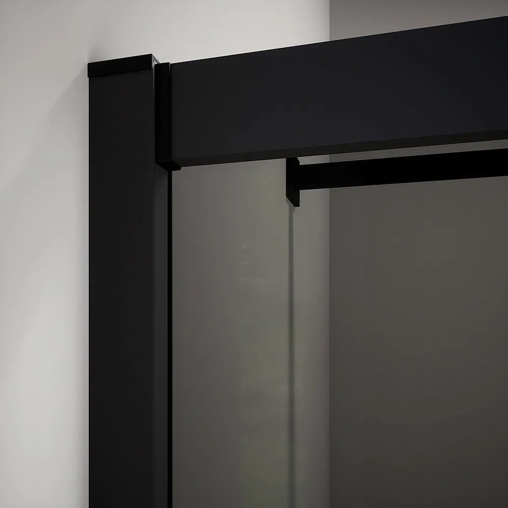 Box doccia 75x75 cm angolare scorrevole profili nero opaco vetro 6mm fumè h185 | Tonga