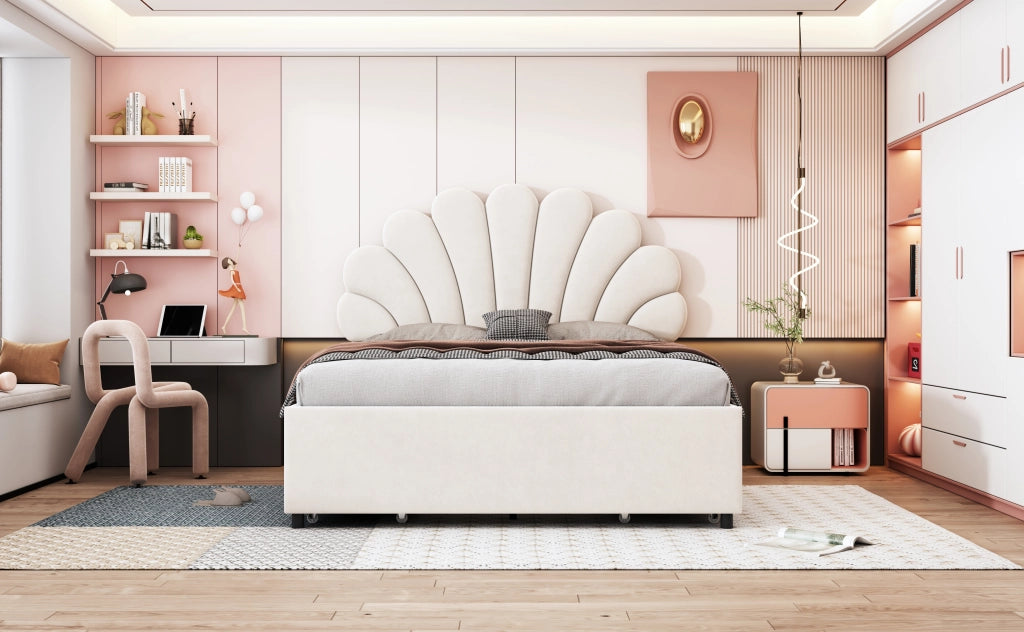 letto imbottito velluto beige 140 x 200 cm