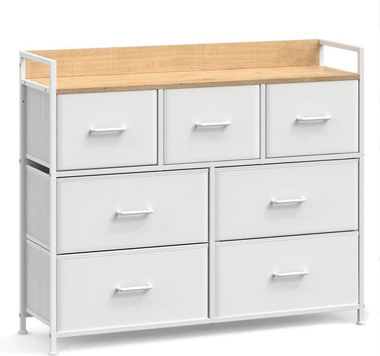 Cassa da appendiabiti – Cassetto verticale – – Con 7 stanti per abiti – Coperchio metallico – Bianco