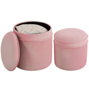 Pouf Poggiapiedi Rotondo Impilabile Imbottito ¨C Zephmum ¨C Velluto Rosa