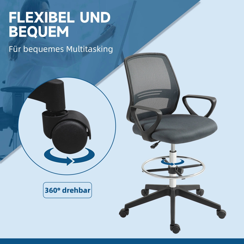 Sedia da ufficio ergonomica con braccioli e poggiapiedi regolabile ¨C zephmum ¨C Grigio