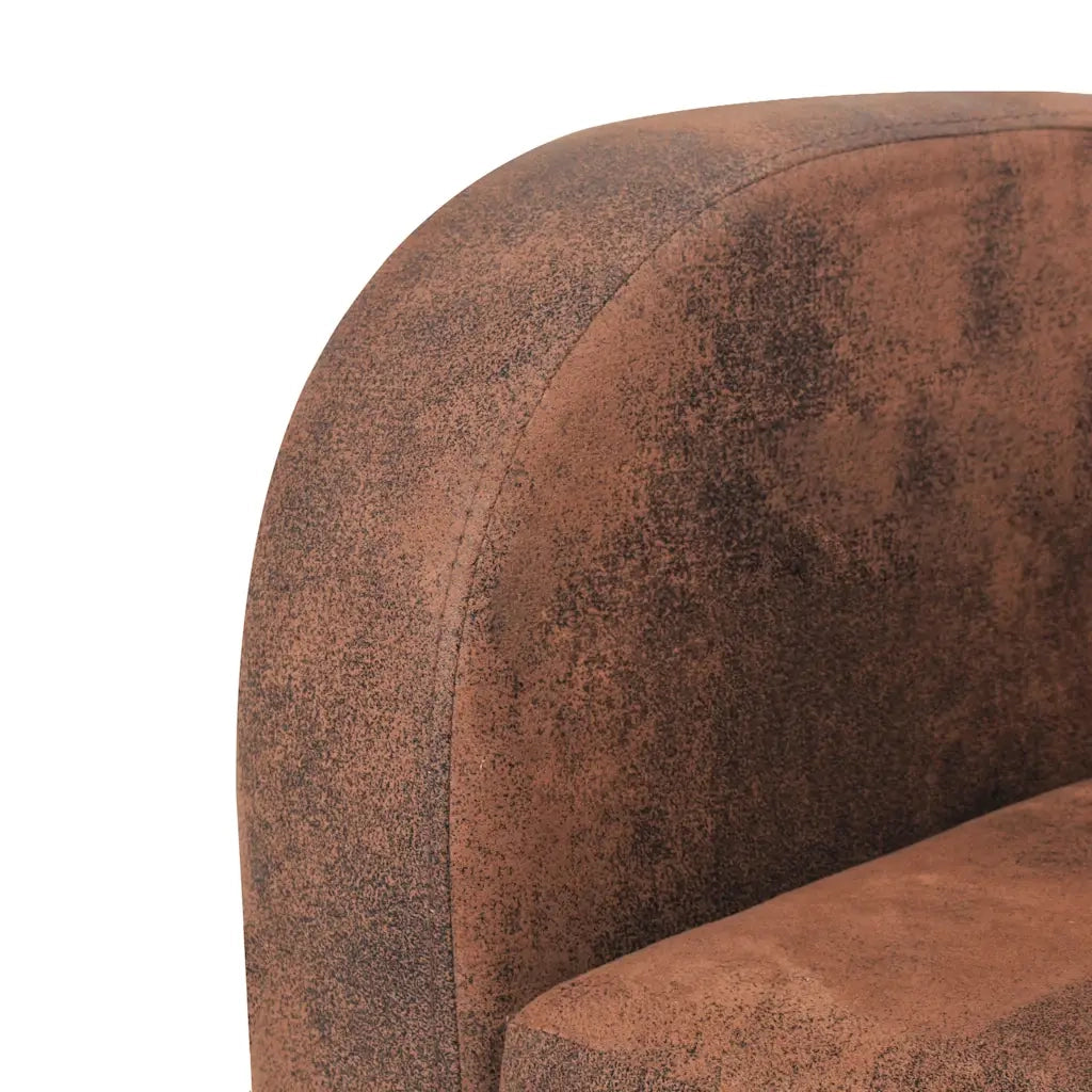 Divano a 3 Posti-Sofa 3 Posti in Pelle Scamosciata Sintetica Marrone