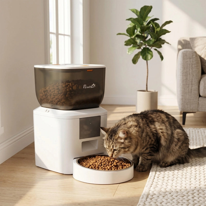 Distributore automatico di cibo per gatti, Wi-Fi 2.4G, 4 litri, controllo tramite app, da 1 a 10 pasti, avviso di alimentazione ogni 10 secondi.