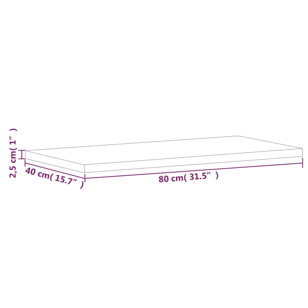 Piano Tavolo 80x40x2,5cm Rettangolare Legno Massello di Faggio 3188882