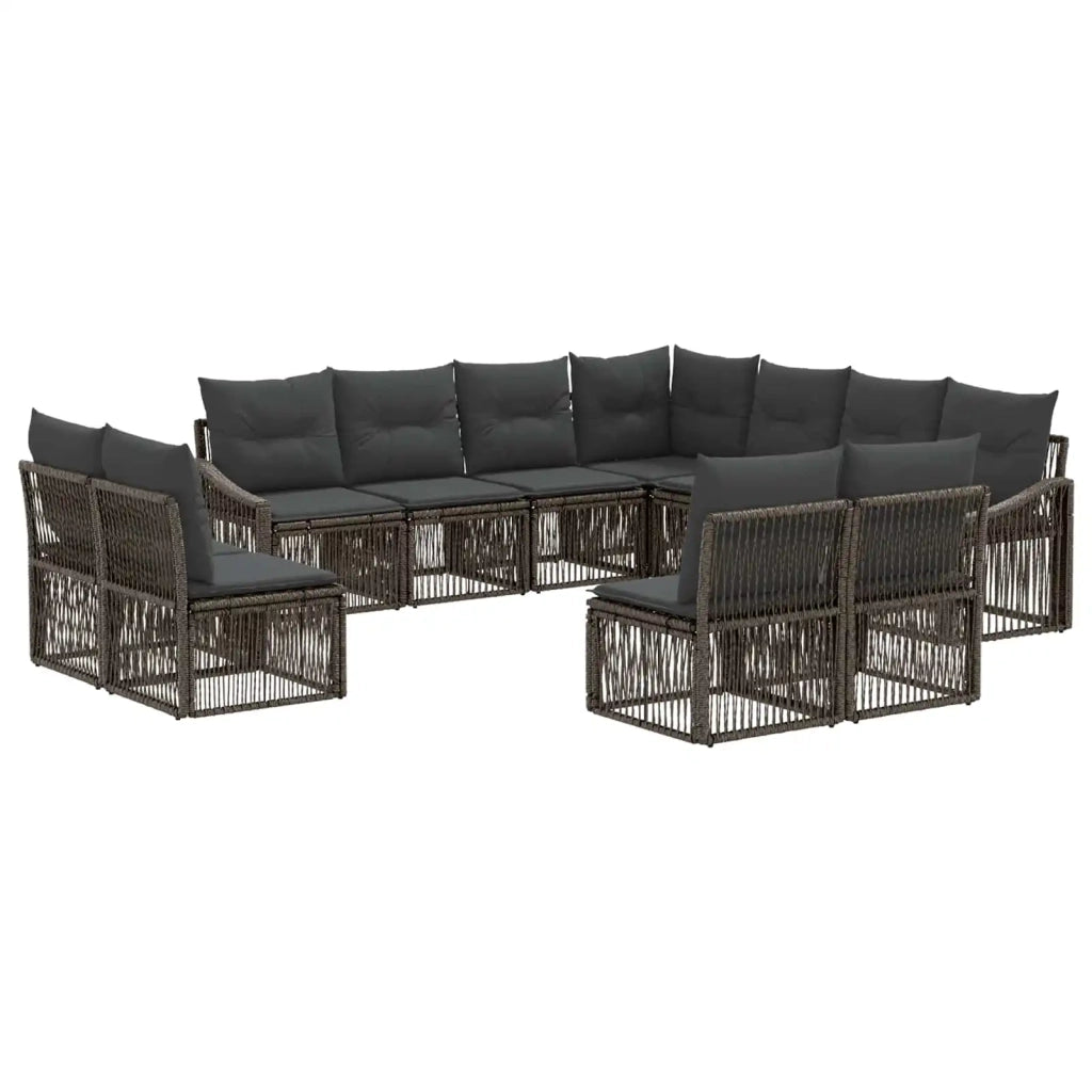 Set Divano da Giardino 11 pz Grigio polyrattan 3436040