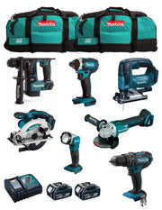 MAKITA Kit MK701 (DDF482 + DHR171 + DGA504 + DTD152 + DJV182 + DSS610 + DML802 + 2 x 5,0 Ah + DC18RC + 2 x LXT600)