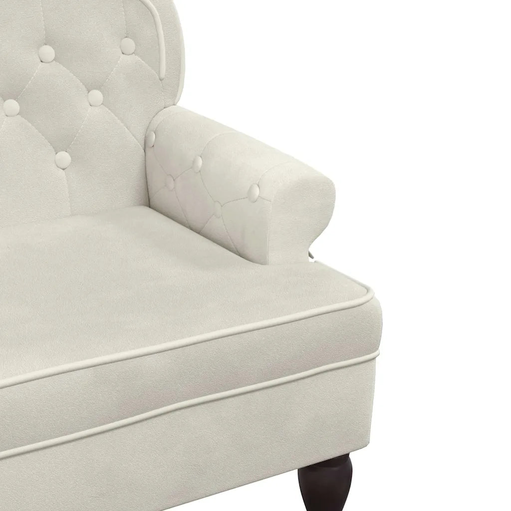 Panca con Schienale-Divano Sedia Crema 119,5x64,5x75 cm in Velluto