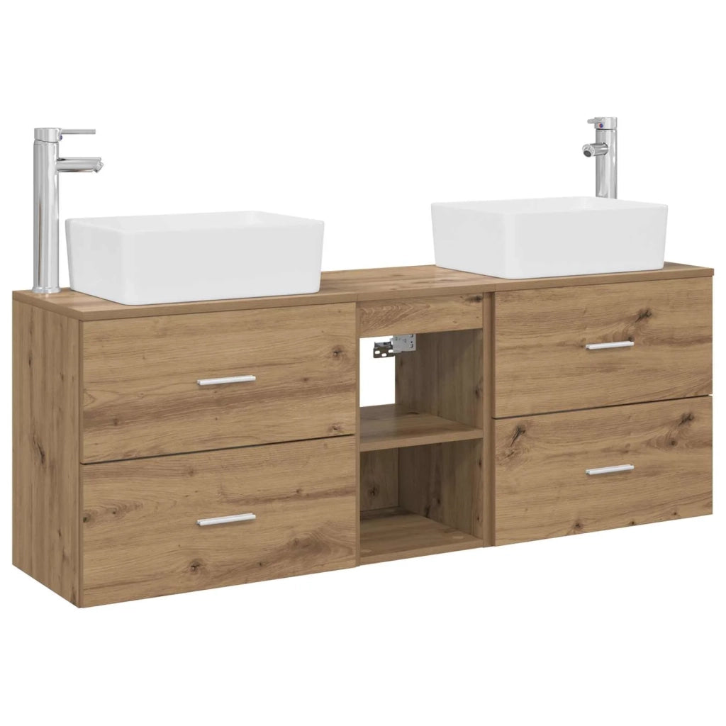 Set di Armadi da Bagno 3 pz Rovere Artigianale 3405858