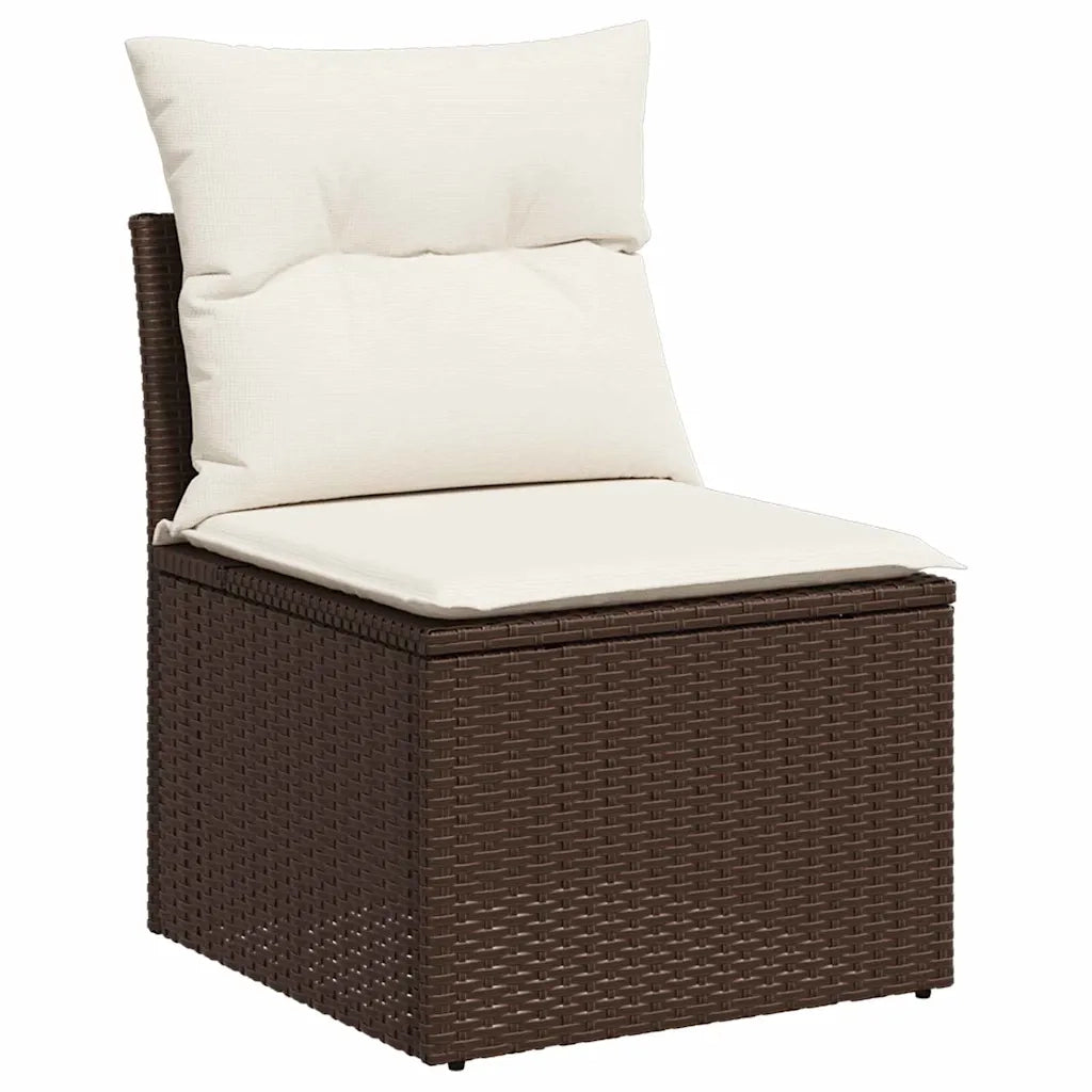Set Divano da Giardino con cuscino 7 pcs Marrone polyrattan