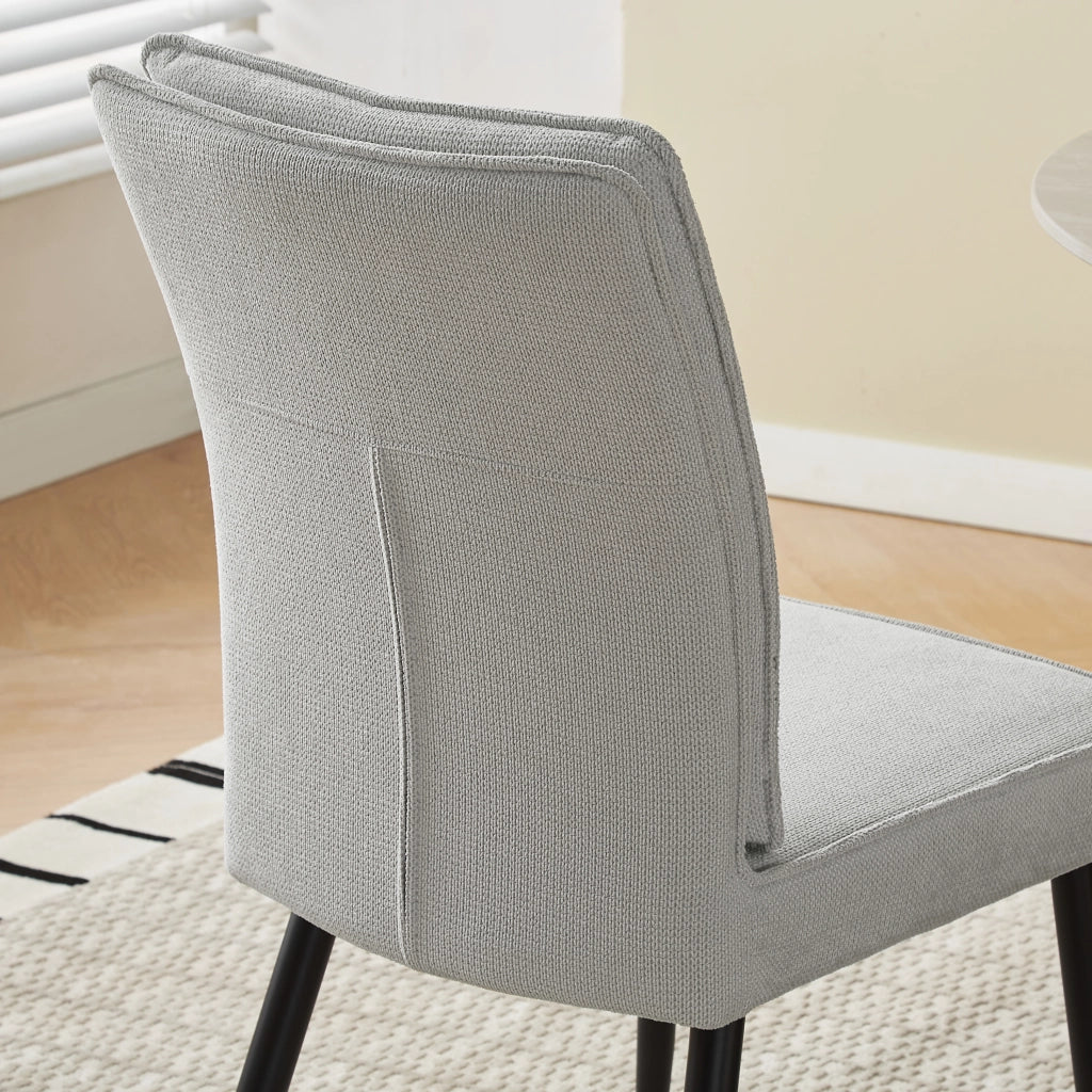 Set di 2 sedie da pranzo in tessuto con motivo pied-de-poule, gambe in metallo, colore grigio chiaro