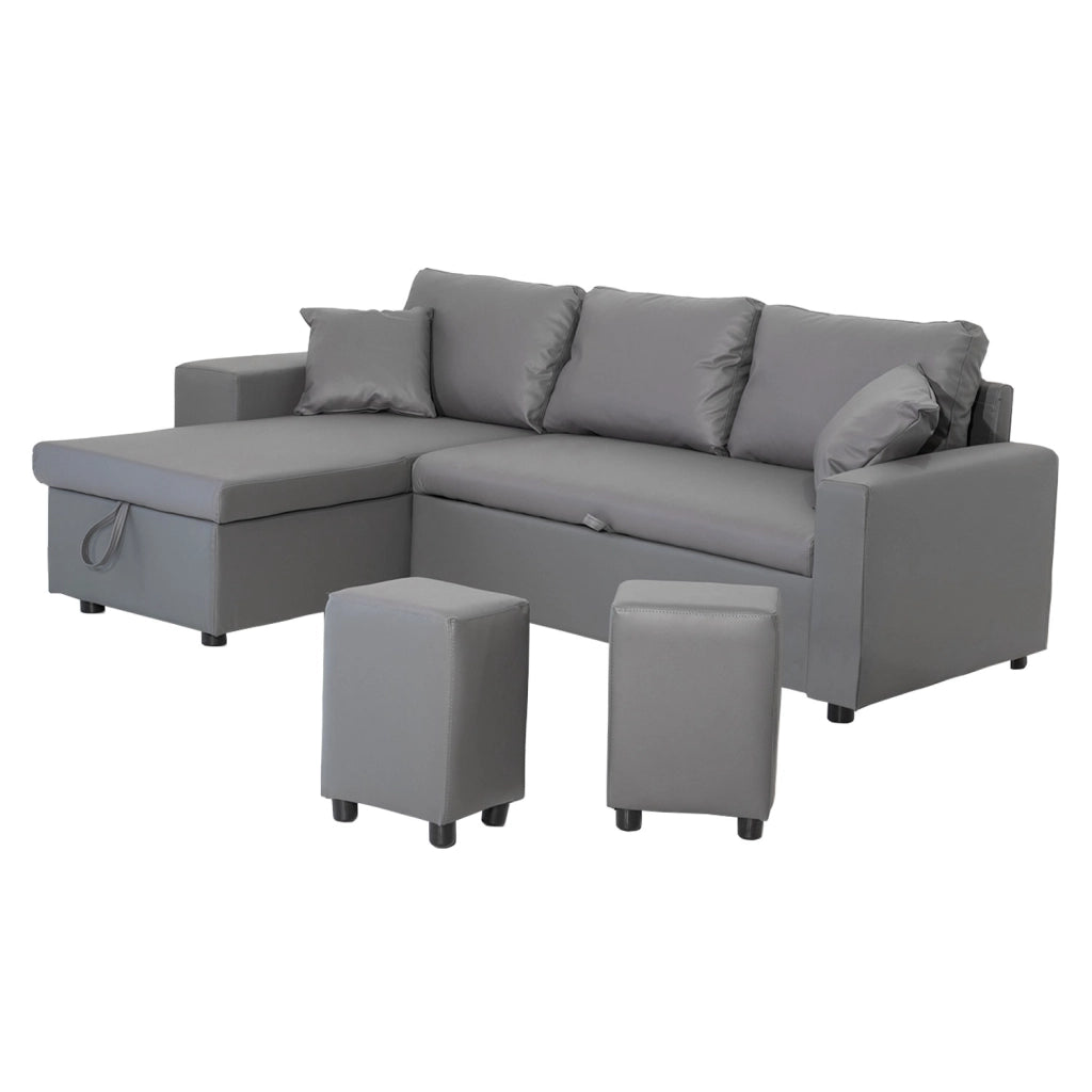 TONYDivano letto angolare a 3 posti grigio