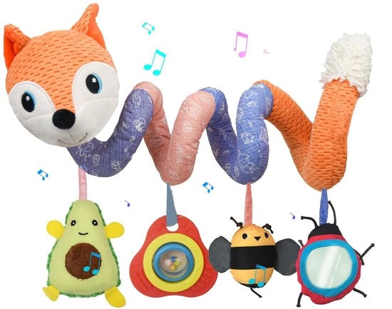 Culla Portatile, Giocattoli Spiraliformi per Bambini, Giocattoli Appesi per Culla Auto per Bambini, Culla Mobili per Bambini, Attività Sensoriali per Bambini, Culla Portatile con Cassa Musicale, Attività Sensoriali per Bambini