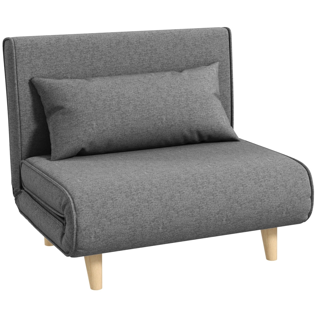 Poltrona Letto con Schienale Reclinabile su 6 Posizioni 94x78x80 cm in Tessuto Grigio
