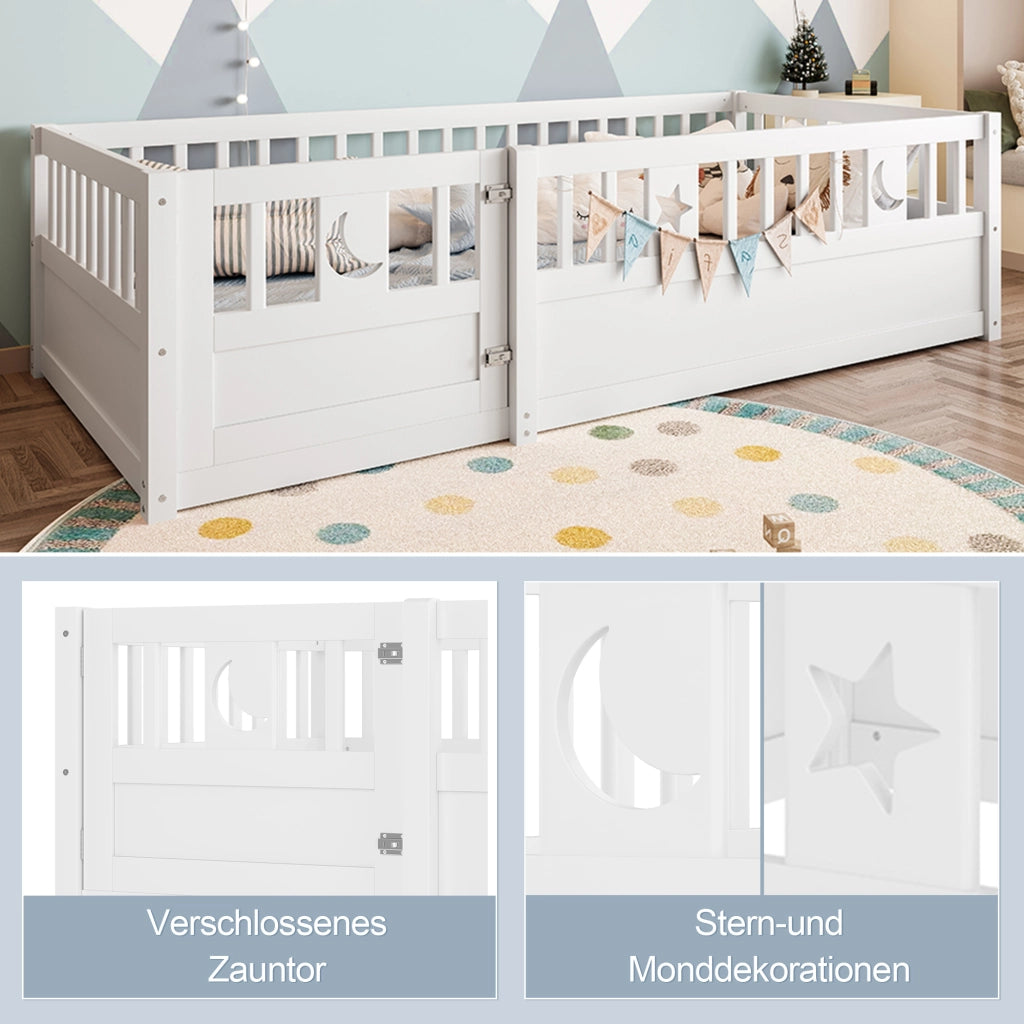 LETTO per bambini con sponde 90x190 cm in pino bianco