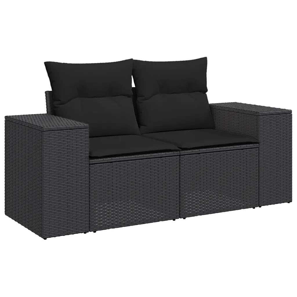 Set Divani da Giardino con Cuscini 7pz Nero Polyrattan 3326746