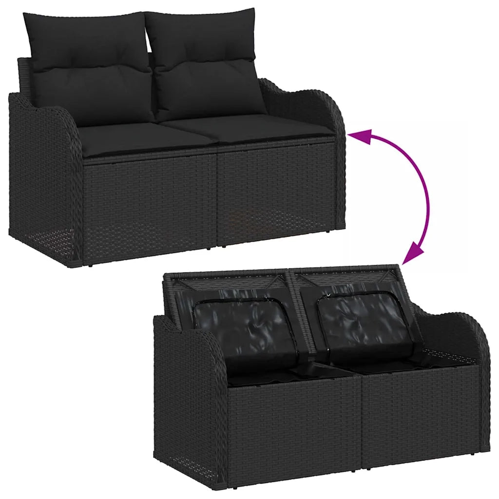 Set Divano da Giardino 6 pcs Nero Rattan in Polipropilene 3357116