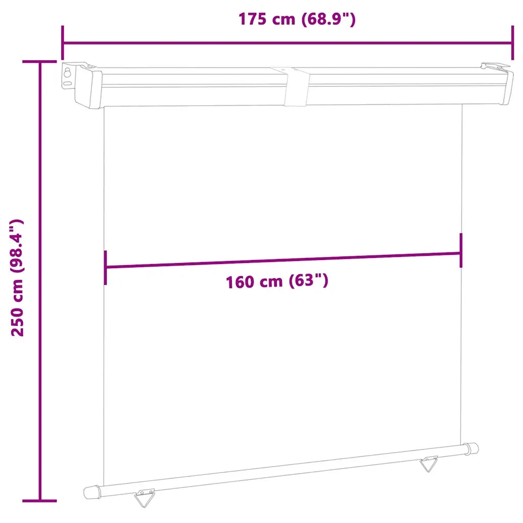 Tendalino Laterale per Balcone 175x250 cm Nero 48436