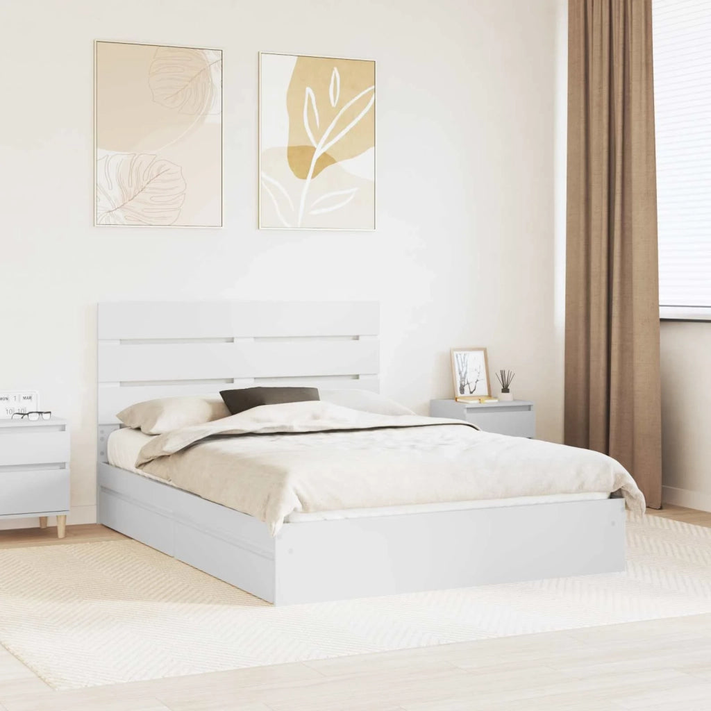Letto con Contenitore Bianco 140 x 200 cm Legno multistrato 3411893