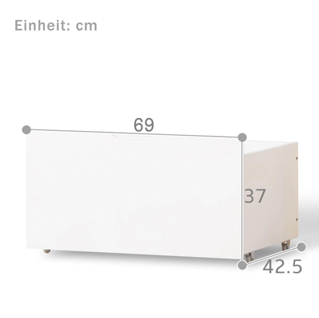 Cassetti per letto con 2 vani in legno bianco