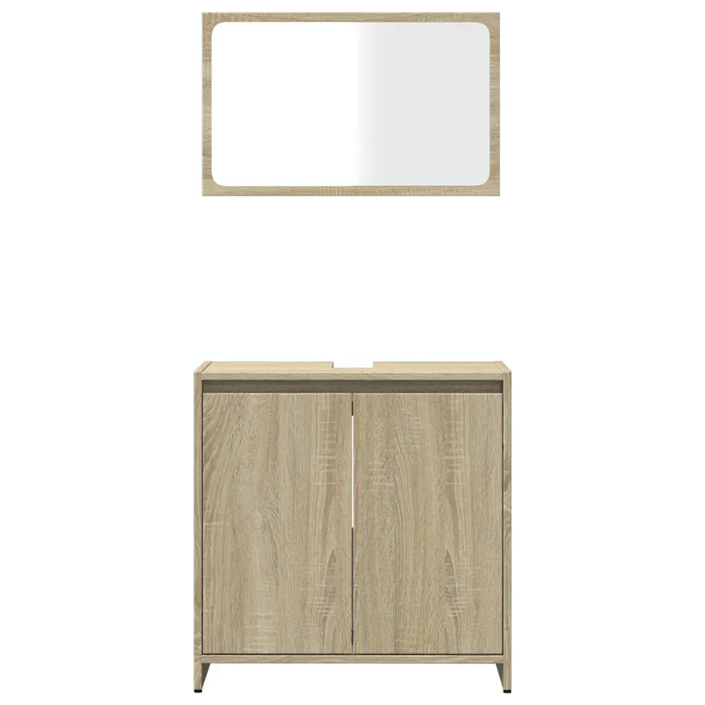 Set Mobili da Bagno | Armadio da bagno 2 pz Rovere Sonoma in Legno Multistrato