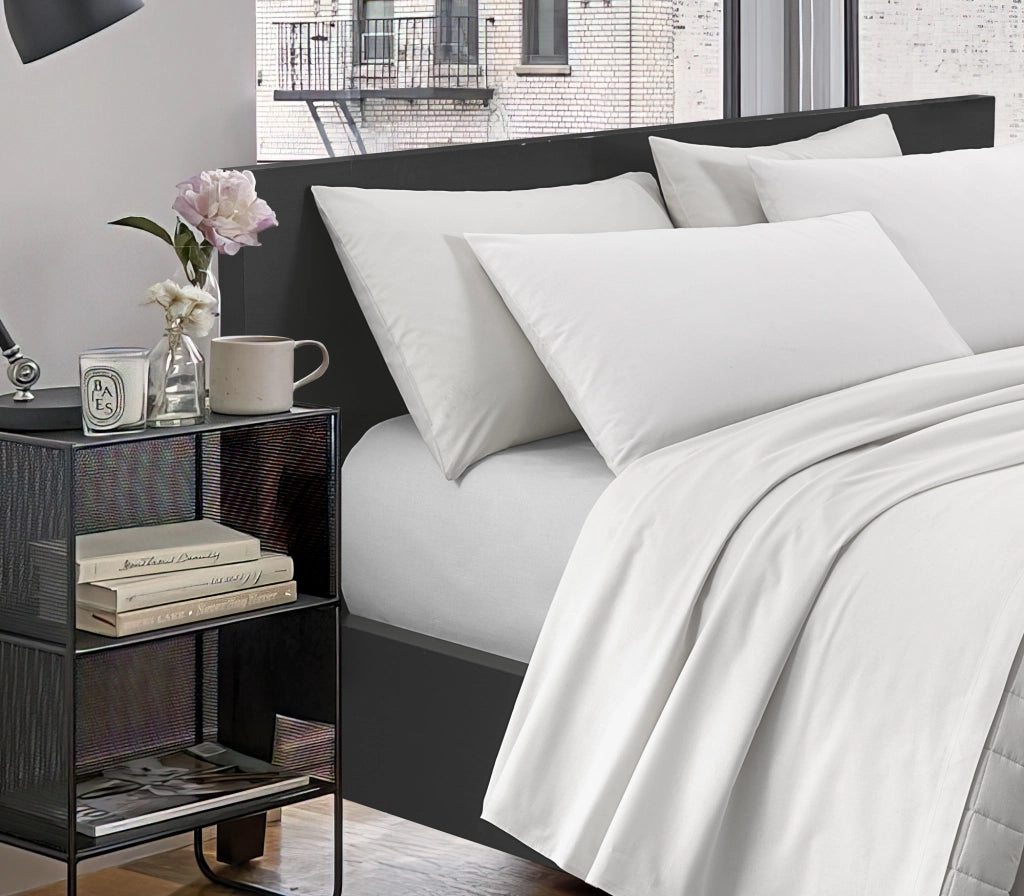 Lenzuolo Sotto Con Angoli Elastici 100% Puro Cotone  Bianco - Matrimoniale