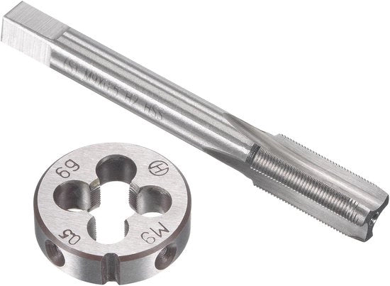Set di tararini e matrici M9 x 0,5 mm - Set di tararini e matrici pesanti - Valvola di flusso rapida in acciaio - Dimensione del filo M9 - Taglio del filo efficiente - Resistenti alle abrasioni e duraturi - Kit per la lavorazione dei fili