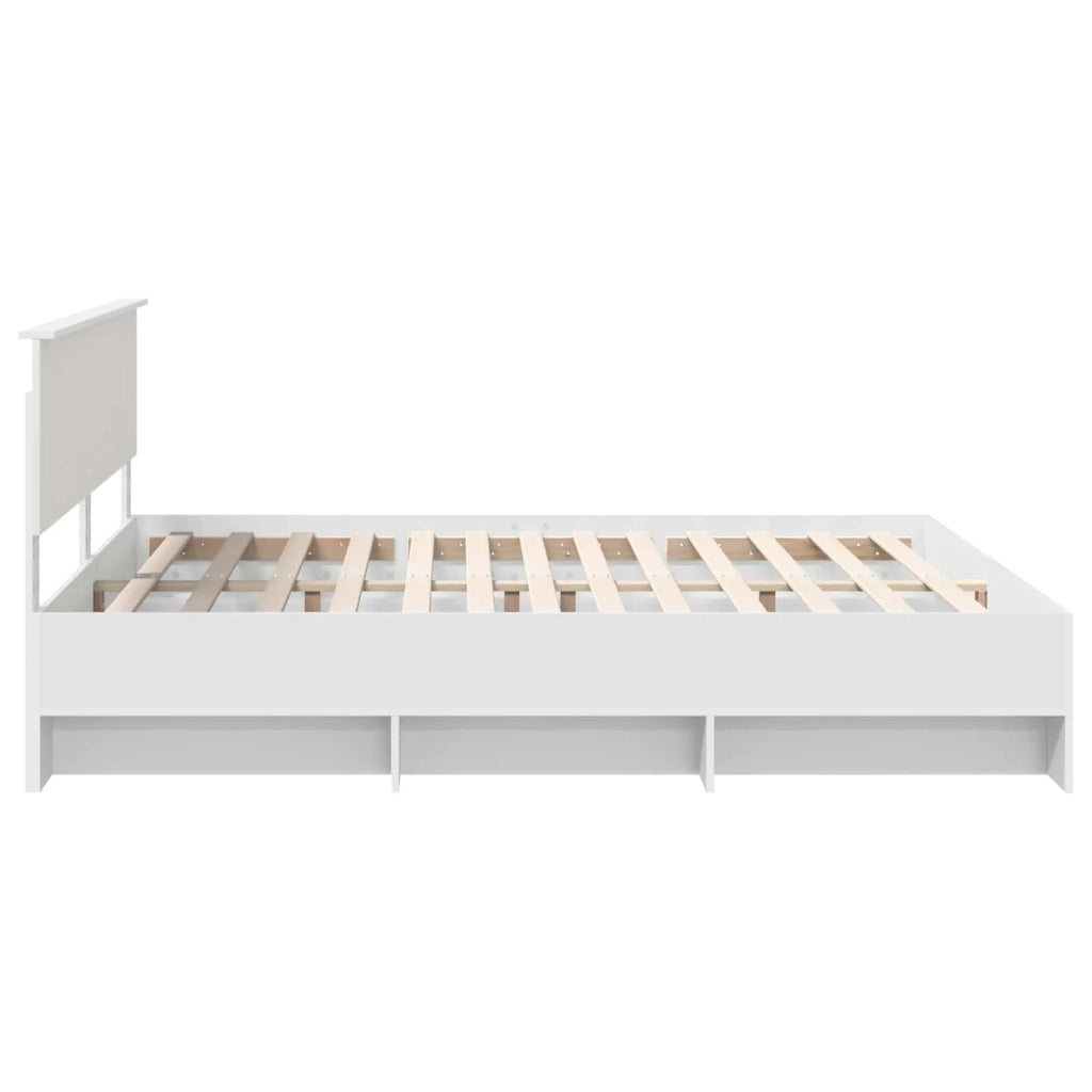 Struttura del letto-Giroletto-Rete del Letto Bianco 200 x 200 cm Legno multistrato 384219