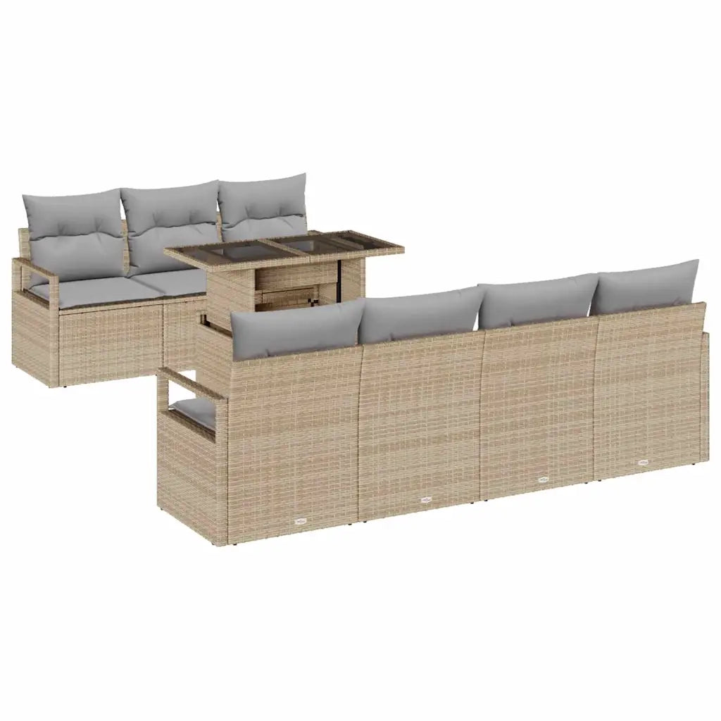 Set Divano da Giardino 8 pcs Beige e Grigio Chiaro polyrattan 3348766