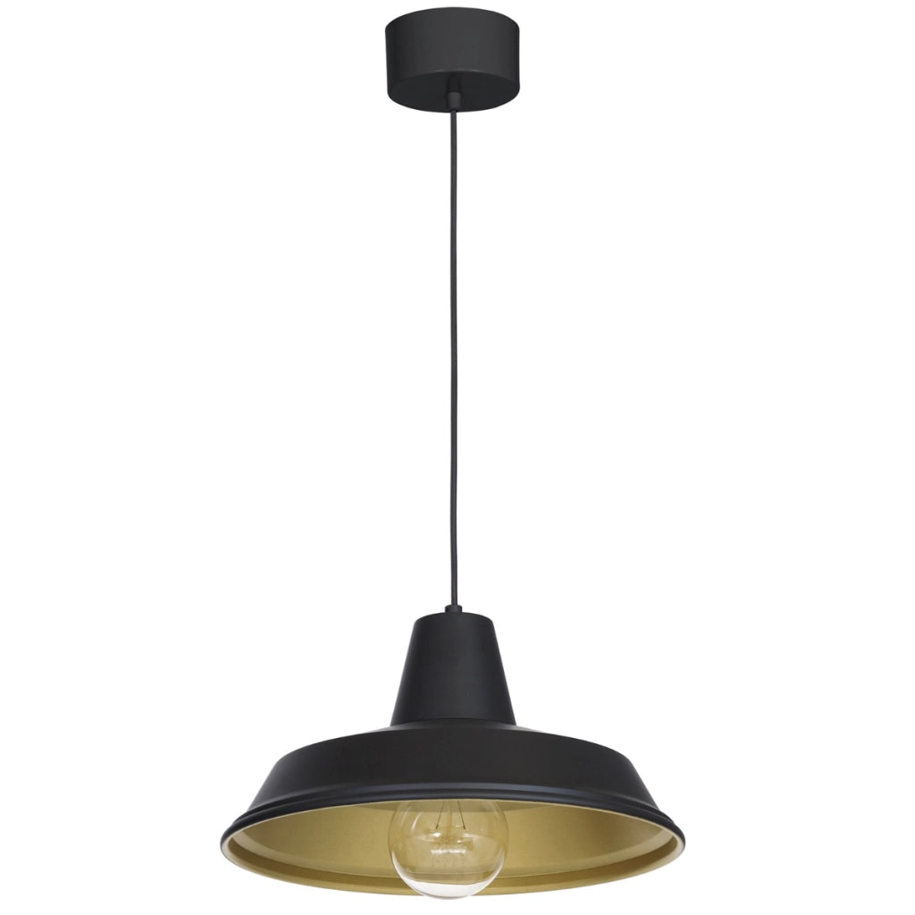 Lampada sospesa loft nera interno oro Class E27 Luminex