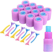 Set di rulli per capelli a self-grip - Stilizzatore per capelli a spirale per sonno - Strumento di stile per capelli morbido da portare - Rulli per capelli grandi, medi e piccoli - Rullo con 12 clip in plastica - Utilizzo per salone a casa - 36 pezzi.