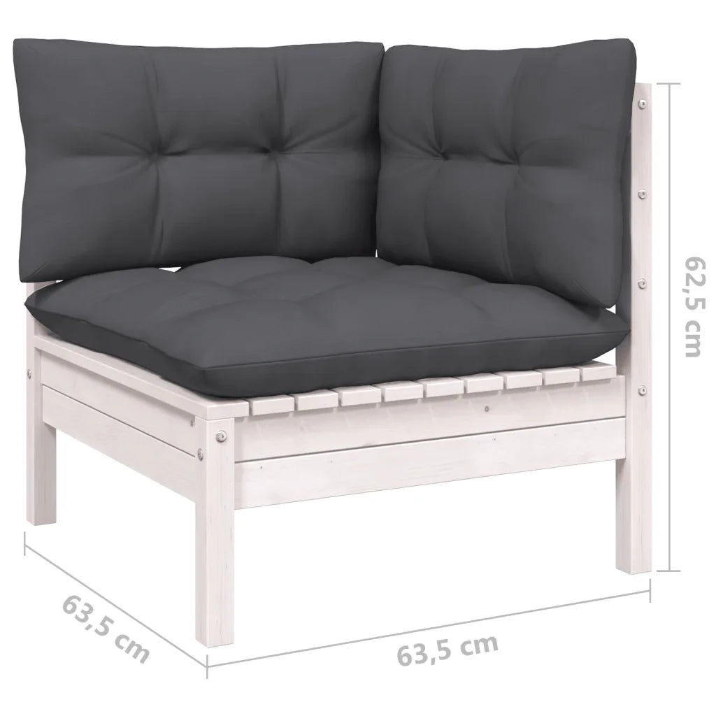 Set Divani da Giardino 6 pz con Cuscini Bianchi Legno di Pino 3097152