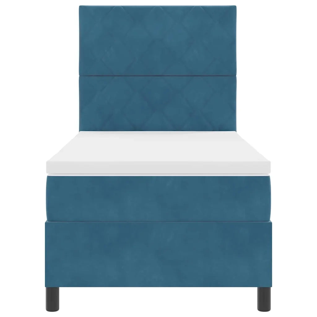 Letto a Sorgente LED con testiera Blu Scuro 90 x 190 cm Velluto 3343350