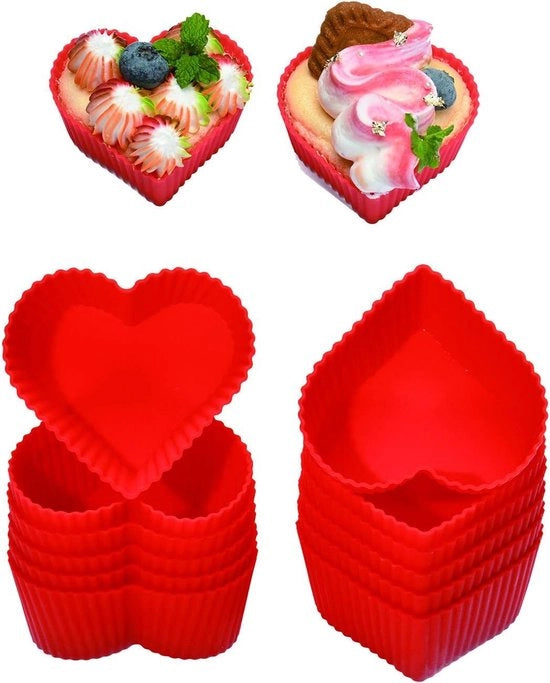 Forme per torta in silicone 20 pz – Forma a cuore 7x4,5cm, antiaderente