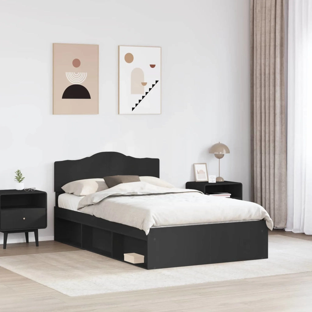 Struttura del letto-Giroletto Nero 120 x 200 cm Pino massello 622575