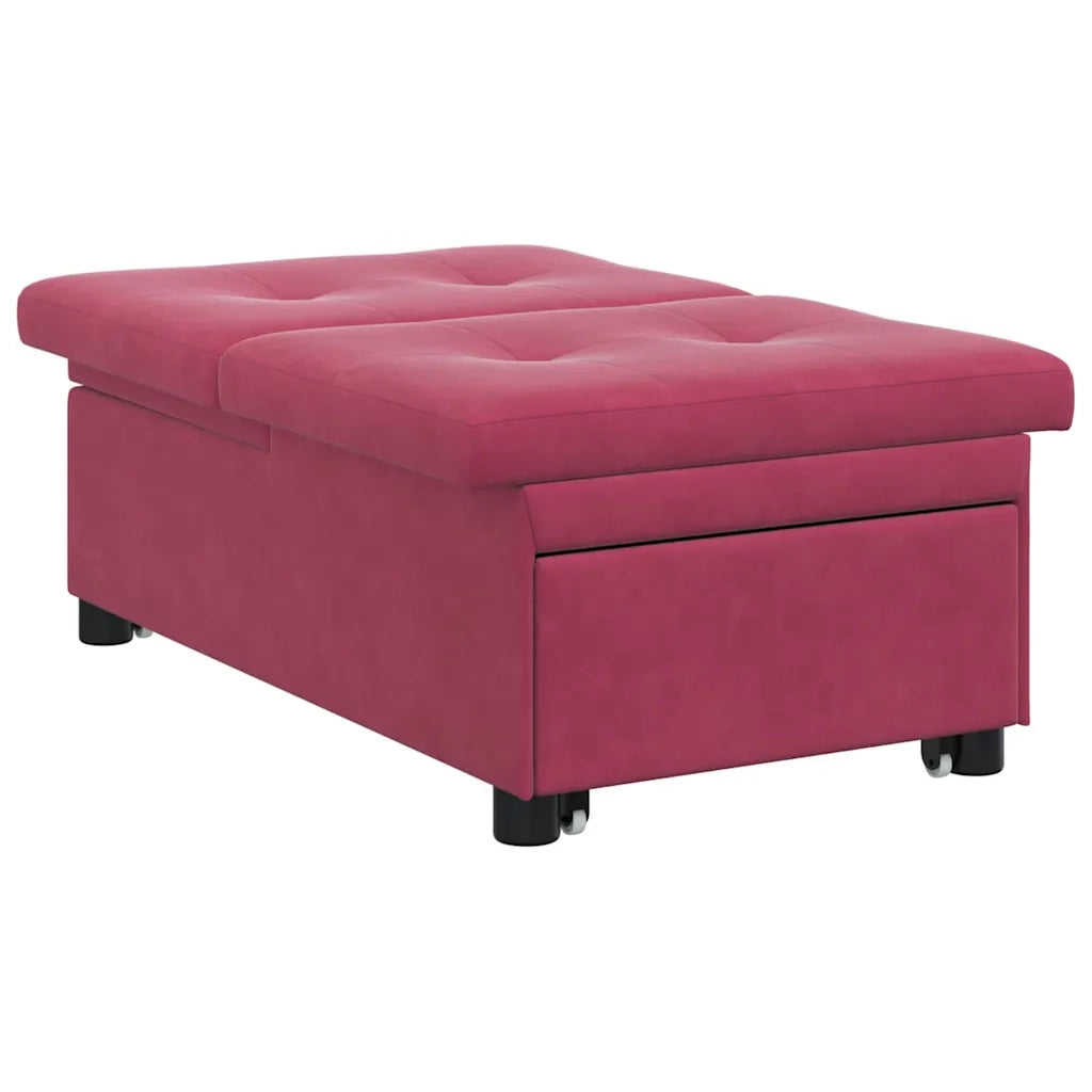 Divano letto Rosso Vino 194 x 67 x 82 cm Velluto 42008599